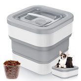 InnOrca collapsible dog food container folded for compact storage and portability