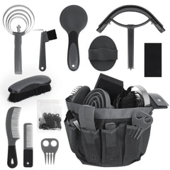 inoreal horse grooming kit packshot shows all 12 pieces for daily equine care