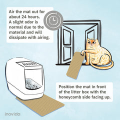 Inovida XS cat litter mat beige non-slip back keeps mat in place during use.