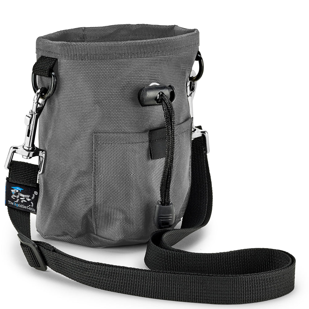 The Inquisitive Canine Little Dipper front view shows compact training pouch for quick treats.