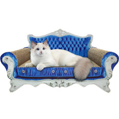INRLKIT Luxury Cardboard Scratcher Sofa—front view, plush scratch surface for cozy cat lounging.