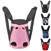 Inspack dog backpack carrier front view shows secure fit for small pets during travel.