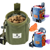 Inspector Tail dog treat pouch open showing 2 cup capacity for easy loading