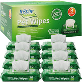 Inspire Naturals Pet Wipes opened lid for quick cleansing and moisture retention.