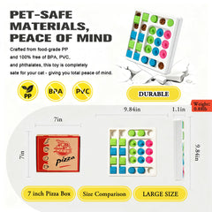 InsRakio cat puzzle feeder maze close-up revealing sliding holes inviting exploration