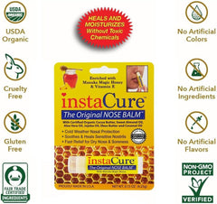 INSTACURE Original Nose Balm with raw Manuka honey and organic oils on display.