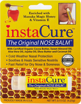 INSTACURE Original Nose Balm jar open for dry nose relief on cold days.