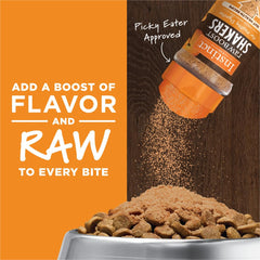 Instinct Raw Boost Shakers served over kibble demonstrates enhanced flavor and digestive balance.