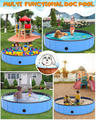 Instraella foldable dog pool folded compactly for easy portability and storage.