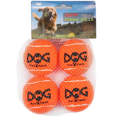 INSUM squeaky dog ball orange front view, high visibility for fetch.