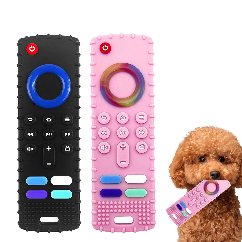 Intatikoo puppy teething toy remote-control side view promotes engaging play and teething relief.