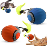 Interactive cat ball front view shows eager cats ready for active play and exploration.