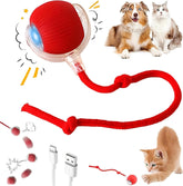 Interactive Cat Ball Red side view promotes indoor exercise through lively chasing.