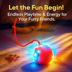 Interactive Cat Ball Red top view shows dynamic motion for mentally engaging play.