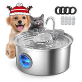 Invengo cat water fountain front view showcases sleek stainless steel and durable construction.