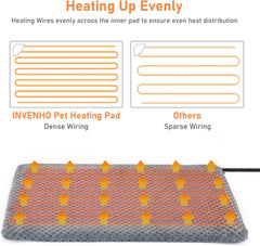 INVENHO extra large pet heating pad control panel shows 11 adjustable temperature levels.