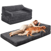 INVENHO foldable human dog bed setup shows ample lounge space for you and your pet