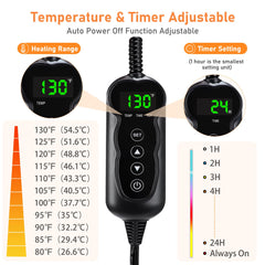INVENHO heated pad thermostat close-up demonstrates adaptive heat control.