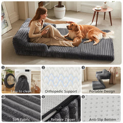 INVENHO human dog bed cushioned bolster provides neck and head support during rest