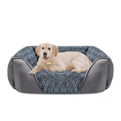 INVENHO large dog bed rectangle front view shows raised edges for neck support