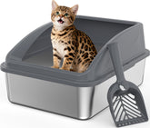 INVENHO stainless steel litter box top-entry view shows spacious design for kittens and privacy.