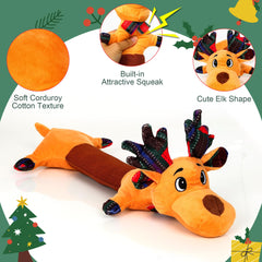 IOKHEIRA Christmas dog toy reindeer crinkle highlights crinkle-limb texture for curious play.