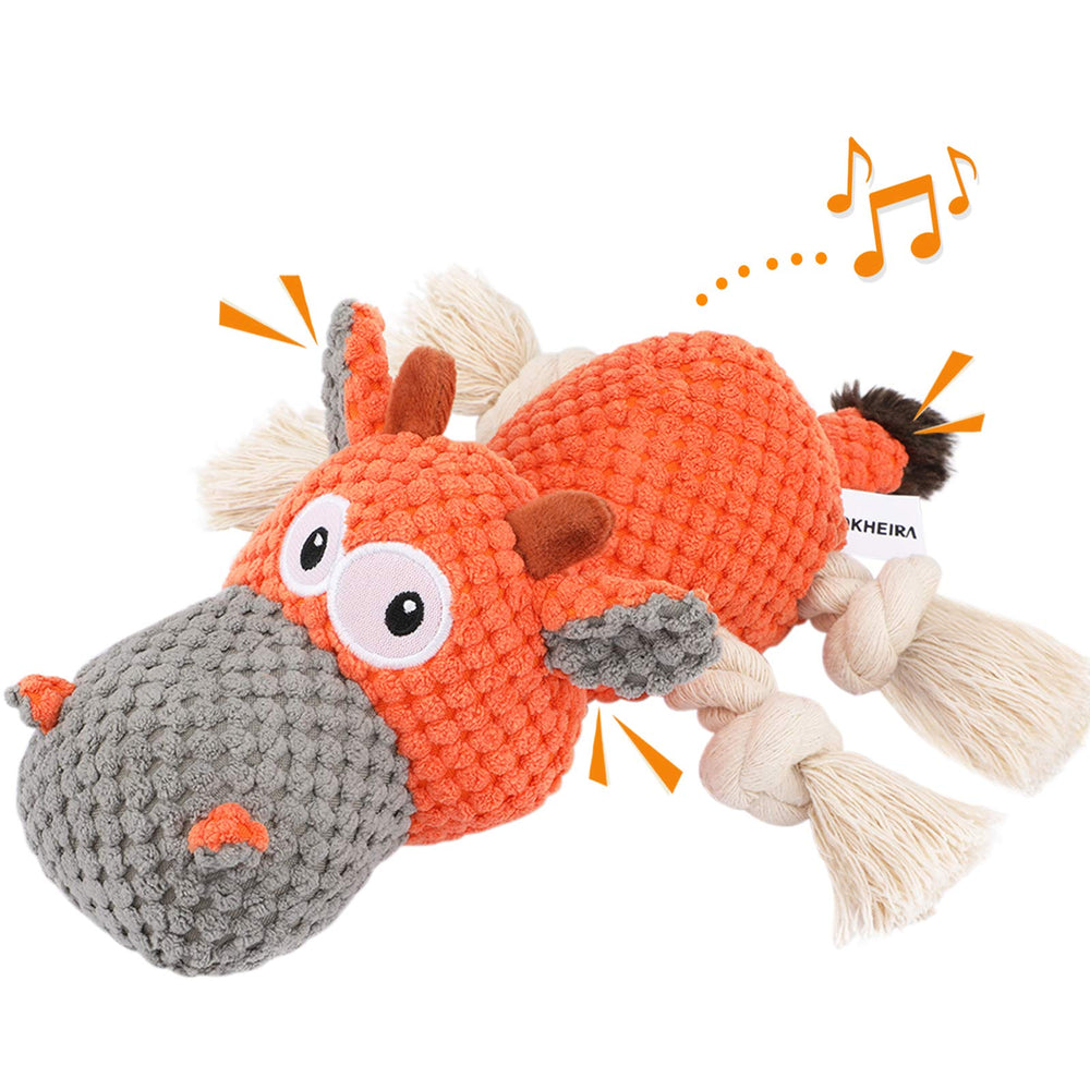 IOKHEIRA dog plush toy carrot-orange for cuddling, fetch, and comforting play.