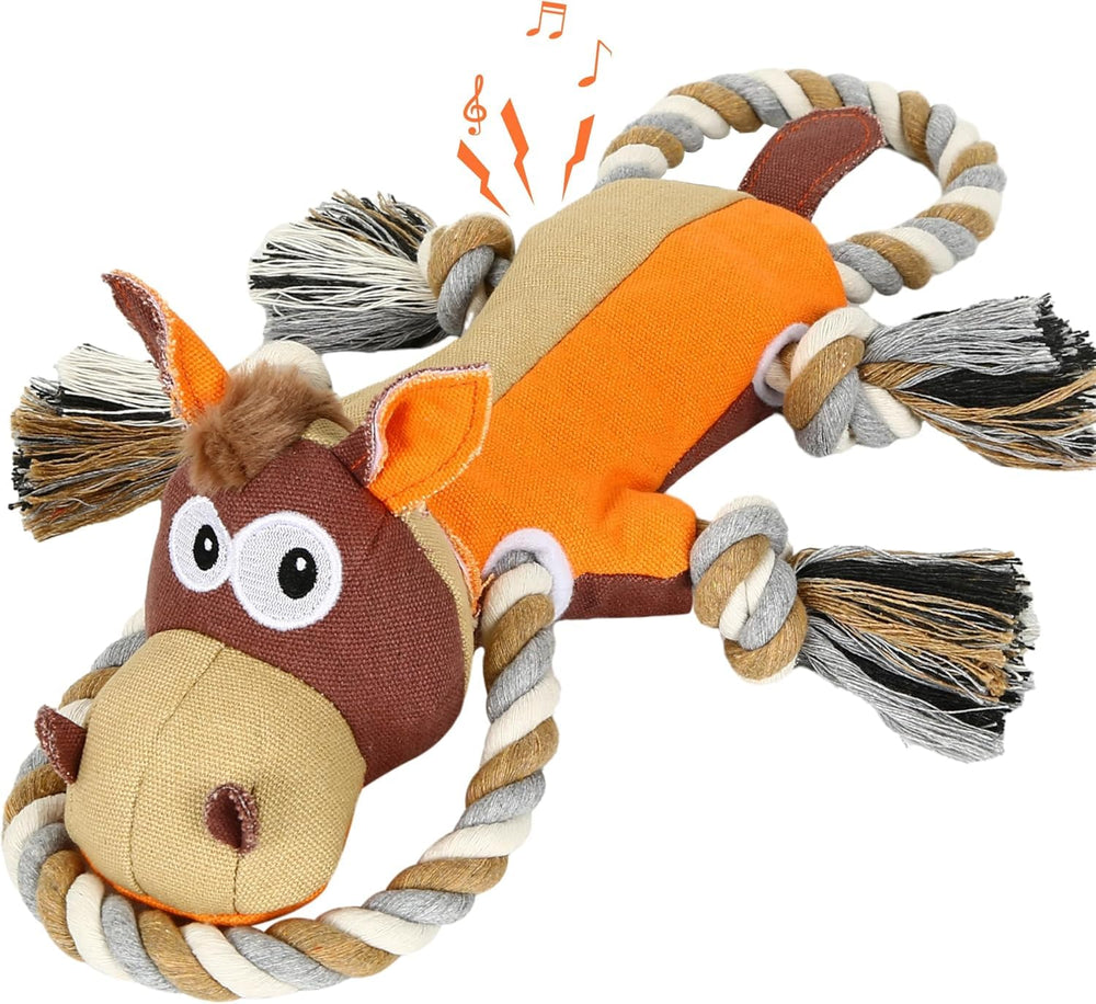 IOKHEIRA dog toy donkey shape for tug-of-war and engaging chewers.