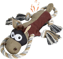 IOKHEIRA donkey-shaped toy, double-layer canvas, durable chews.