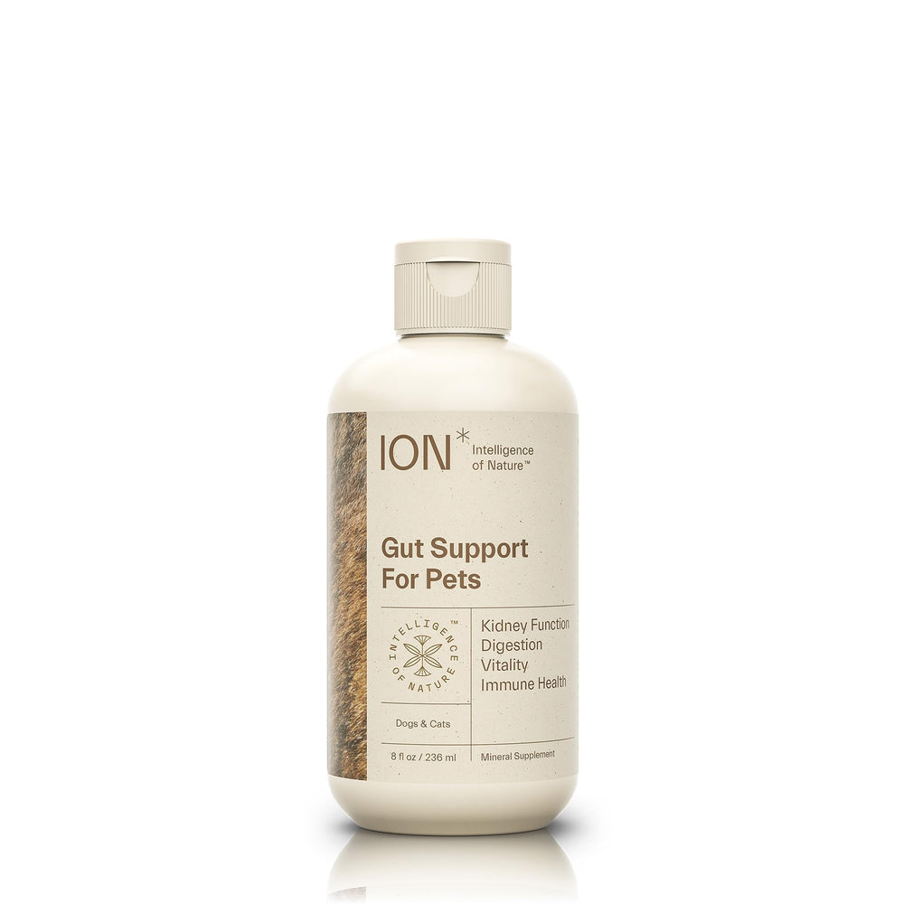 ION* Gut Support for Pets bottle pour shows easy dosing for daily gut care