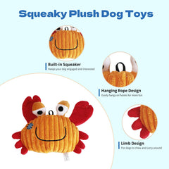 ipawspace crab plush toy – crinkle texture engages dogs during interactive play