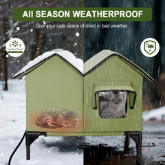 IPEAIN heated cat house dual entrances provide predator protection and quick escape routes