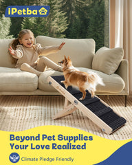 IPETBA adjustable-height ramp makes beds, couches, and car seats reachable for small pets.