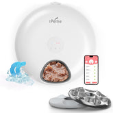 iPettie Donut Frost feeder front view with sleek white body and easy-access compartments