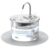 iPettie Glass Cat Water Fountain tank view shows water level for easy refills