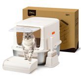 iPettie S01 20L litter box front view with lid for odor control.
