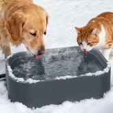 IPOW extra-large heated pet bowl front view ensuring warm water for multiple pets.