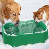 IPOW Extra Large Heated Water Bowl showing fast heating for warm water outdoors and indoors