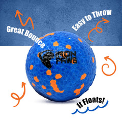 Iron Paws indestructible dog ball blue floating for water play