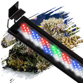 IRQWY LED Aquarium Light shows 12–16 inch fit with adjustable brackets for versatile tank setups