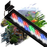 IRQWY LED aquarium light with mounting brackets fits 48-54 inch tanks securely.