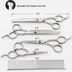 iSeaFly curved scissors enable gentle shaping around dogs' contours with safe round tips.
