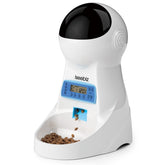 Iseebiz automatic-cat-feeder top view highlights anti-clog design for reliable feeding