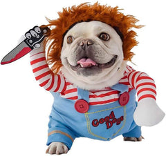 ISMARTEN Pet Deadly Doll Costume front view for instant Halloween cuteness.