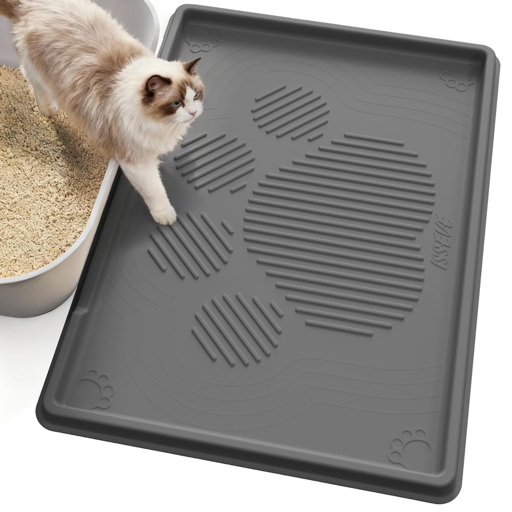 ISSEVE cat litter mat XL 40x28 inches reduces tracking and simplifies cleanup