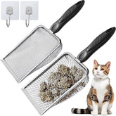 ISYOKE cat litter scoop metal mesh 2pcs — fast clump capture for quick cleanup.