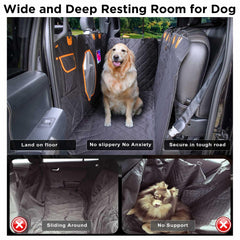 ITNAST XL dog seat cover mesh-window demonstrates airflow and pup visibility for calmer rides.