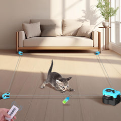 ITSHINY interactive cat treadmill blue front view showing compact indoor design for energy release