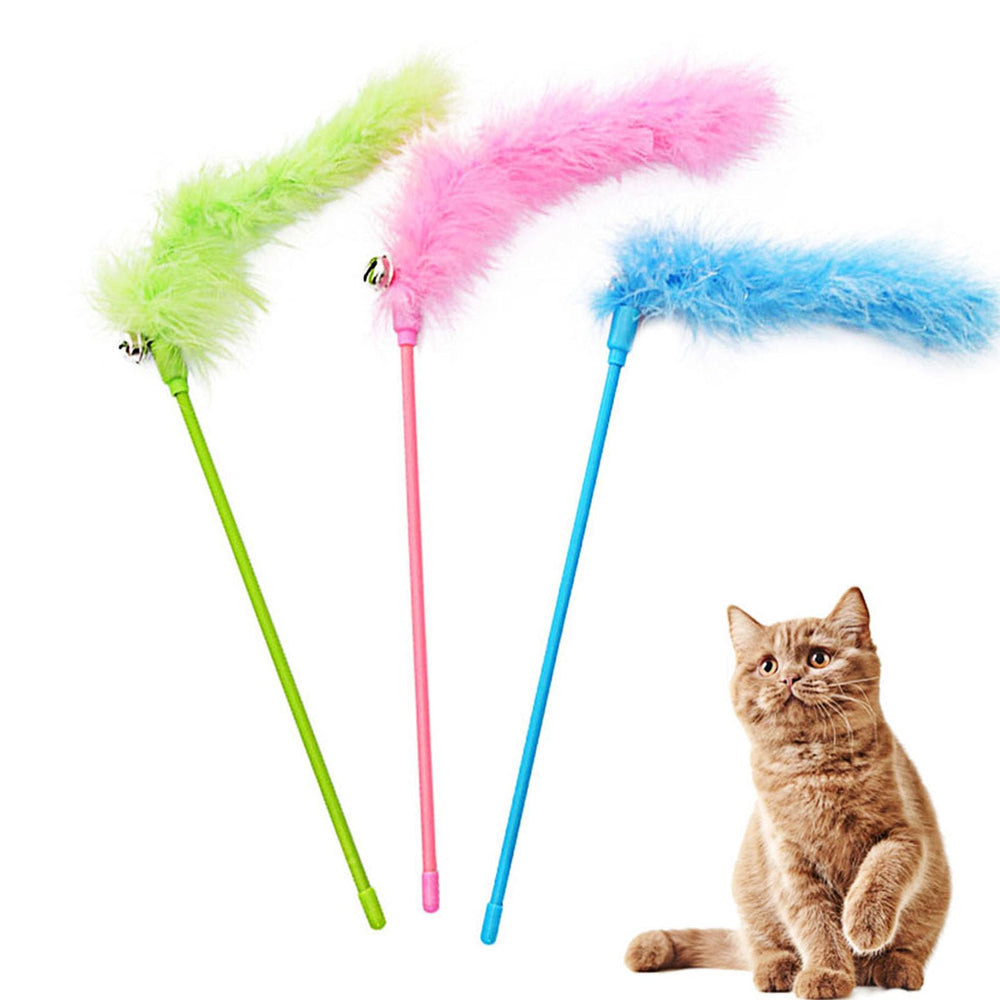 IUHKBH Cat Wand Toys pink feather for playful exercise and curiosity.