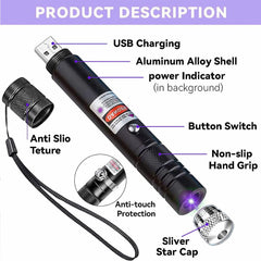 IVVTRYI Purple Laser Pen adjustable focus demonstrates a versatile beam for outdoor use.